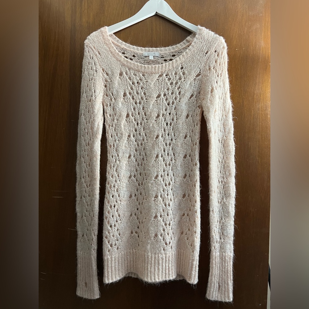 Delia’s Long Cableknit Light Pink Sweater - Medium